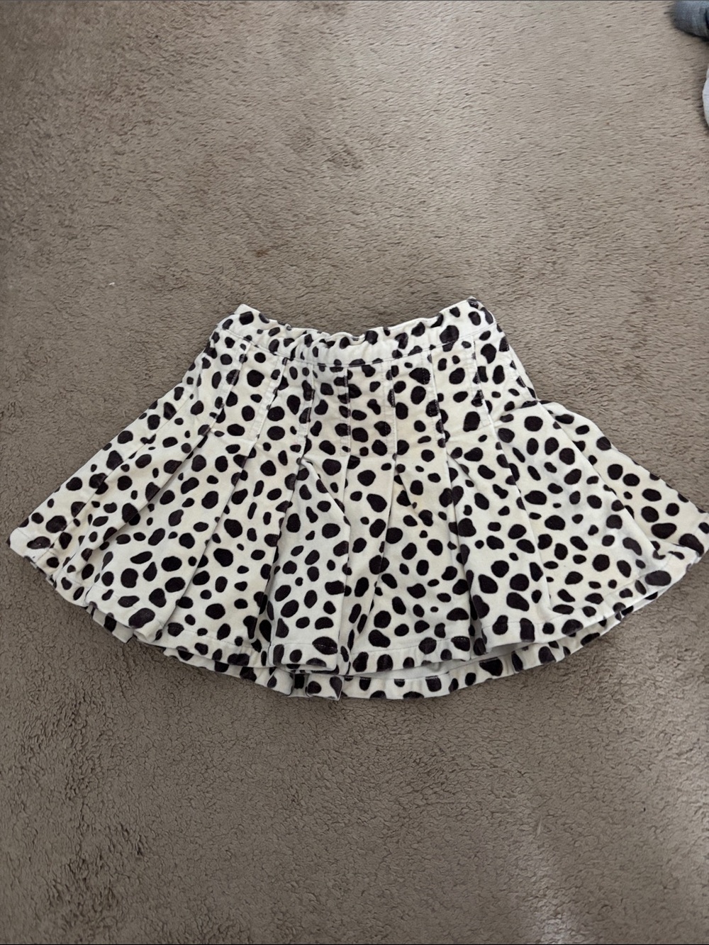 Mini Boden White Skirt with Black Spot Print